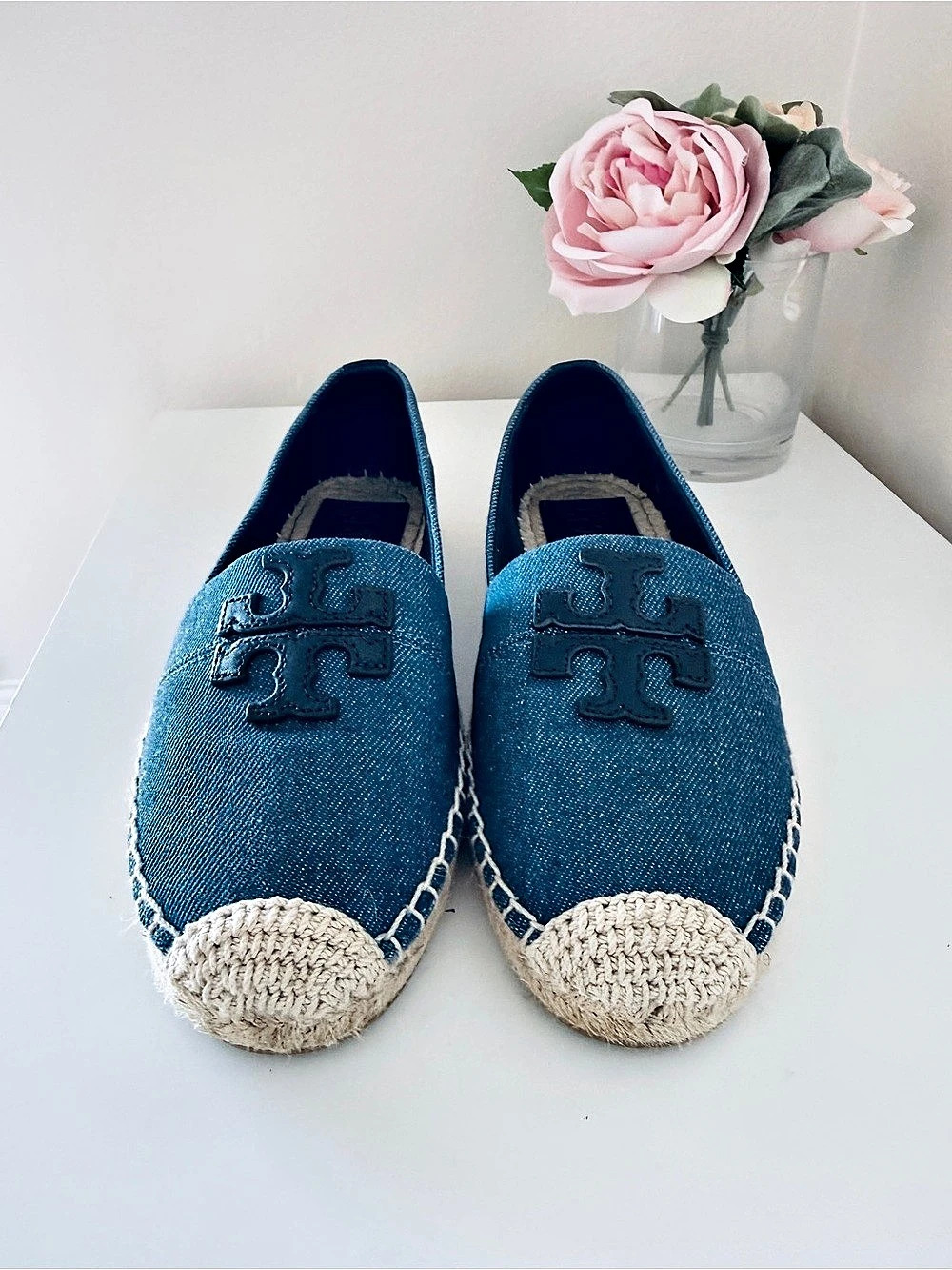 Tory Burch Ines Espadrille Denim Espadrille Flats Blue US 8 NWT